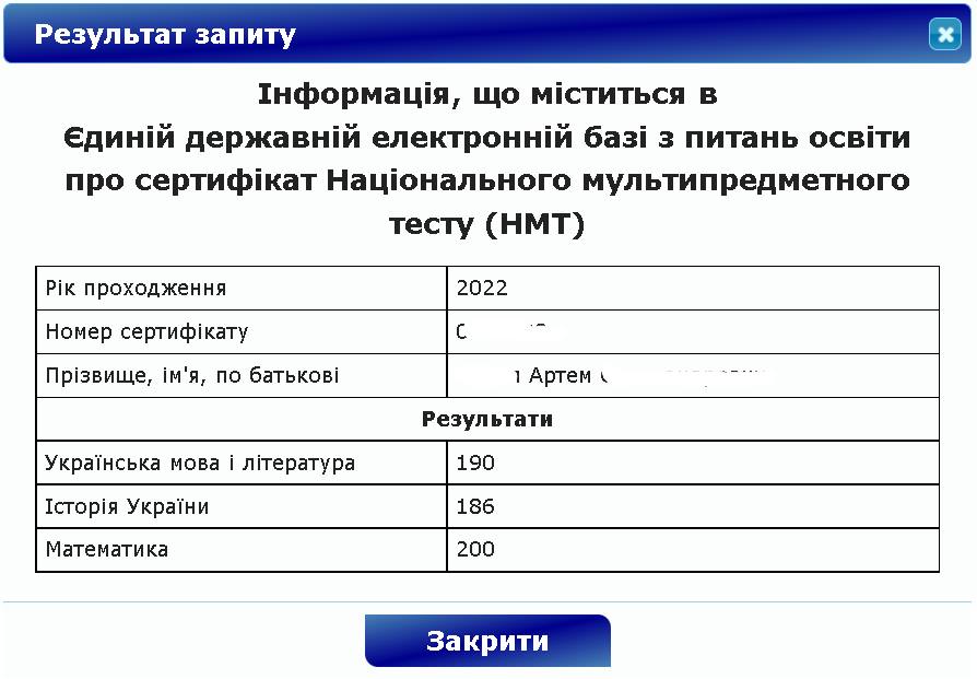 Сертифікат НМТ